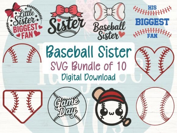 Baseball Sister SVG Bundle of 10: Graphics & T-Shirt Designs