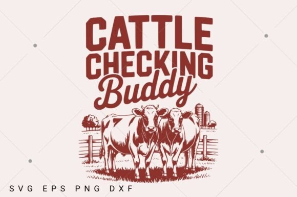 Cattle Checking Buddy SVG PNG – Farm Kids T-Shirt Graphics