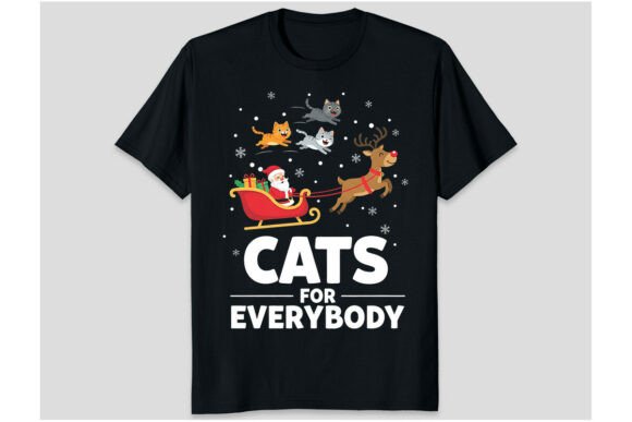 Funny Santa Sleigh Reindeer by Cats