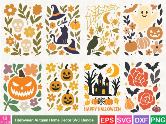 Halloween Autumn Home Decor SVG Bundle: Graphics & T-Shirt Designs
