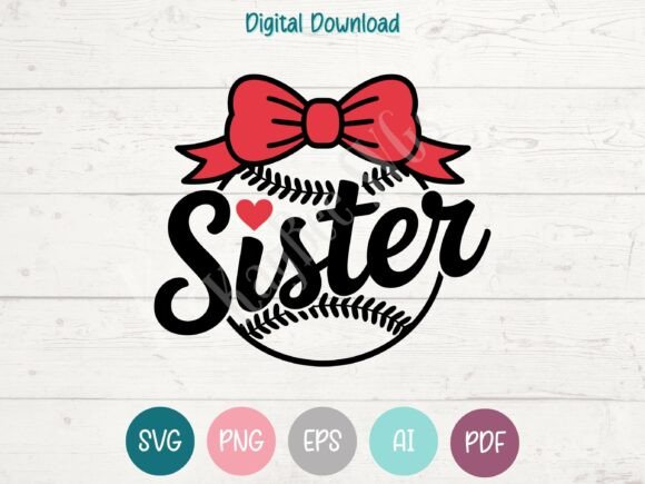Sister Baseball Bow SVG PNG EPS AI PDF