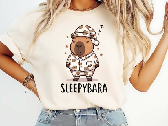 Sleepybara Capybara Pajama Graphics for T-Shirt Designs