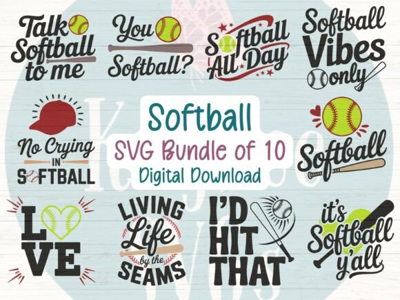 Softball SVG Bundle of 10 Designs