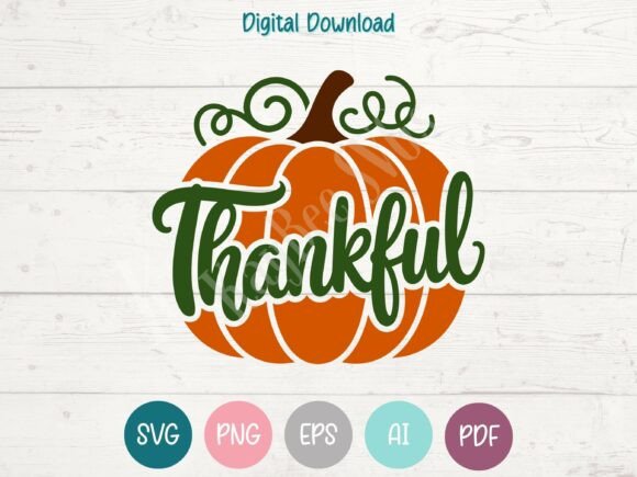 Thankful Pumpkin Thanksgiving SVG PNG: Graphics for Warm, Handmade T-Shirt Designs